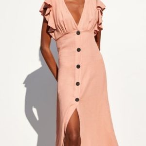 Zara Pink Midi Dress with Button Detail